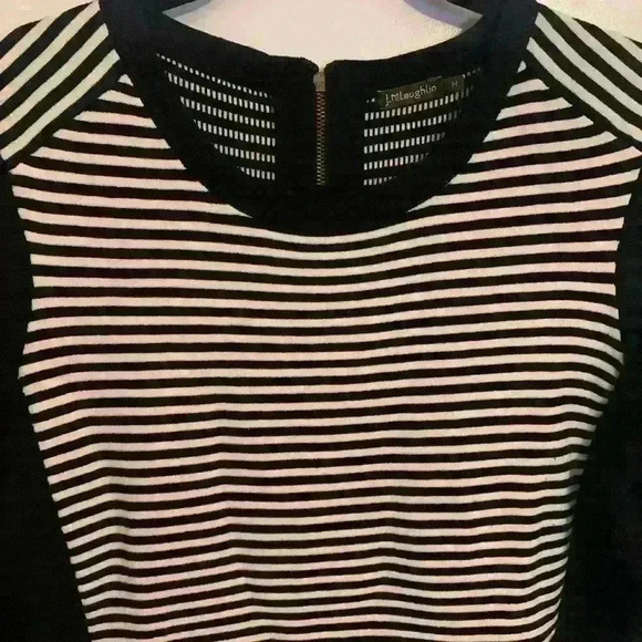 J. McLaughlin Black White Striped Sweater Dress Long Sleeve, Womens Size Medium - Picture 3 of 10
